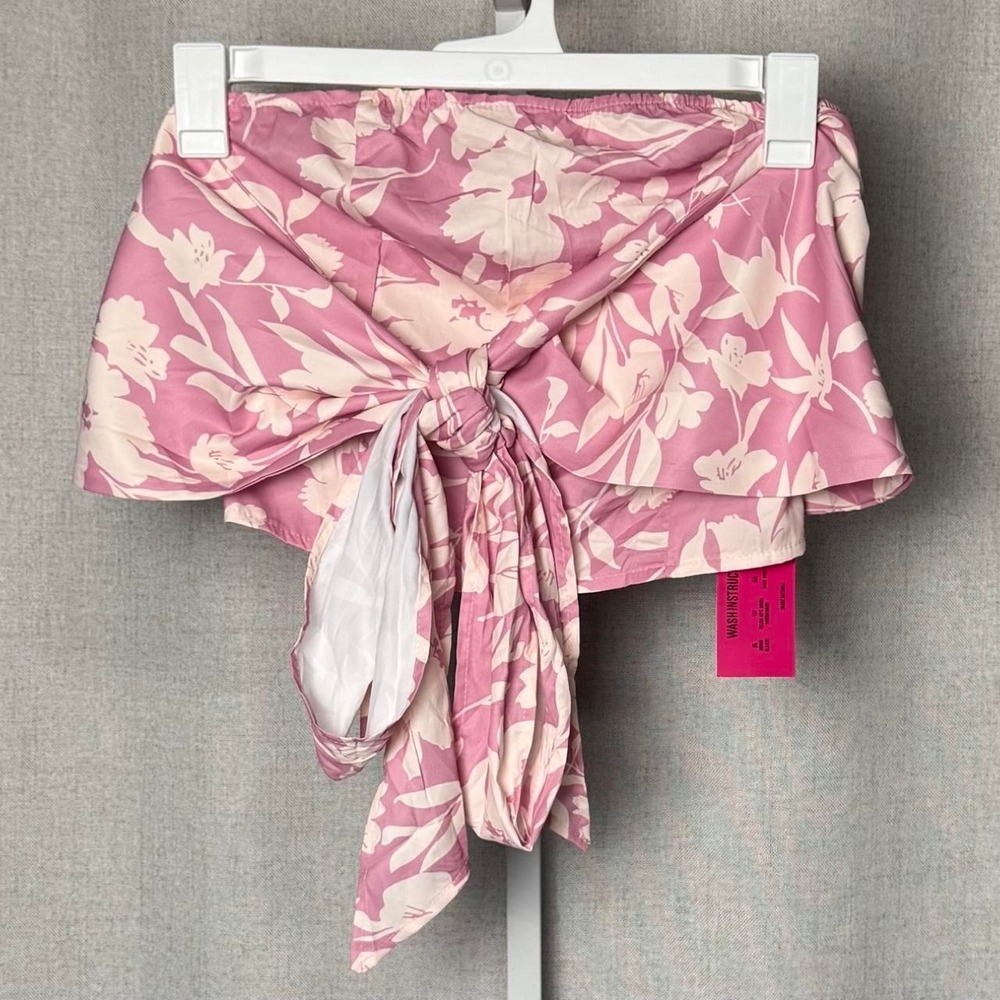 HYperfire pink & white floral wrap strapless shirt NWT